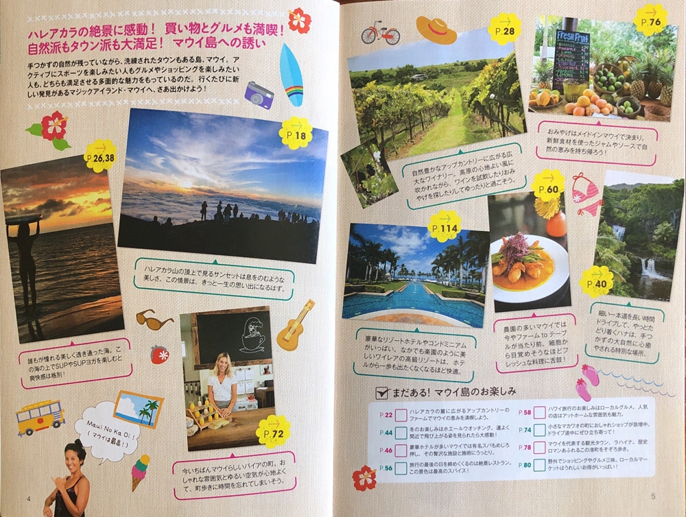 Editorial Assignments for Japanese Guide Book about Maui, Contents Page